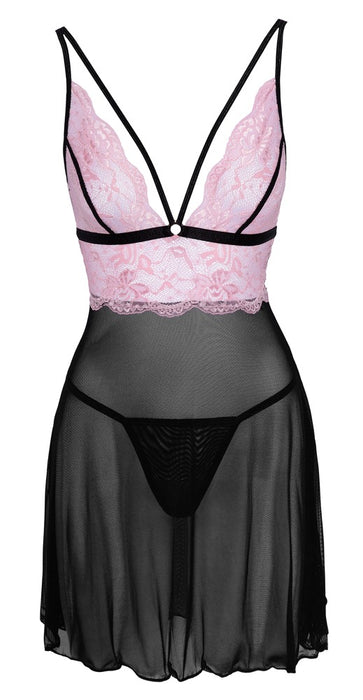 Babydoll schwarz/rosa L